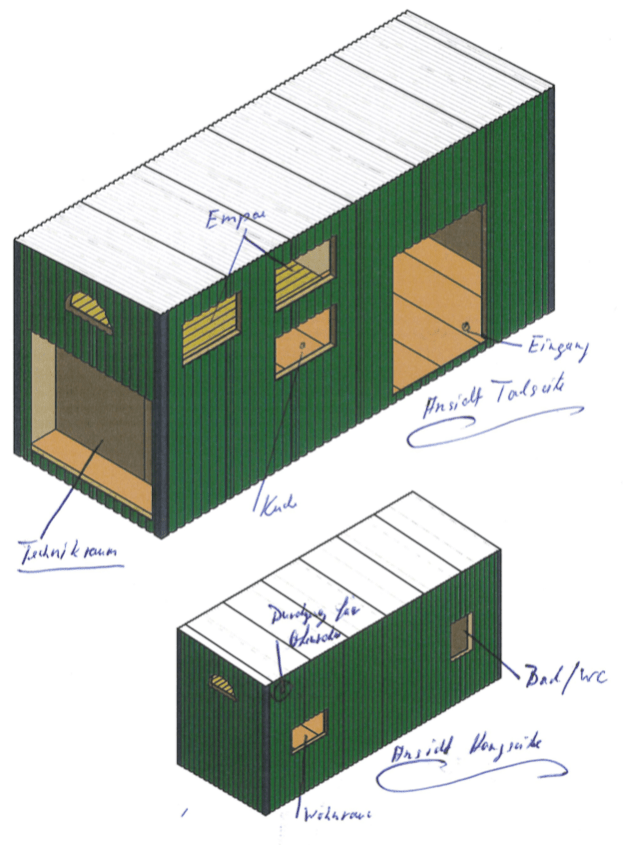 Tiny House 3D Skizze